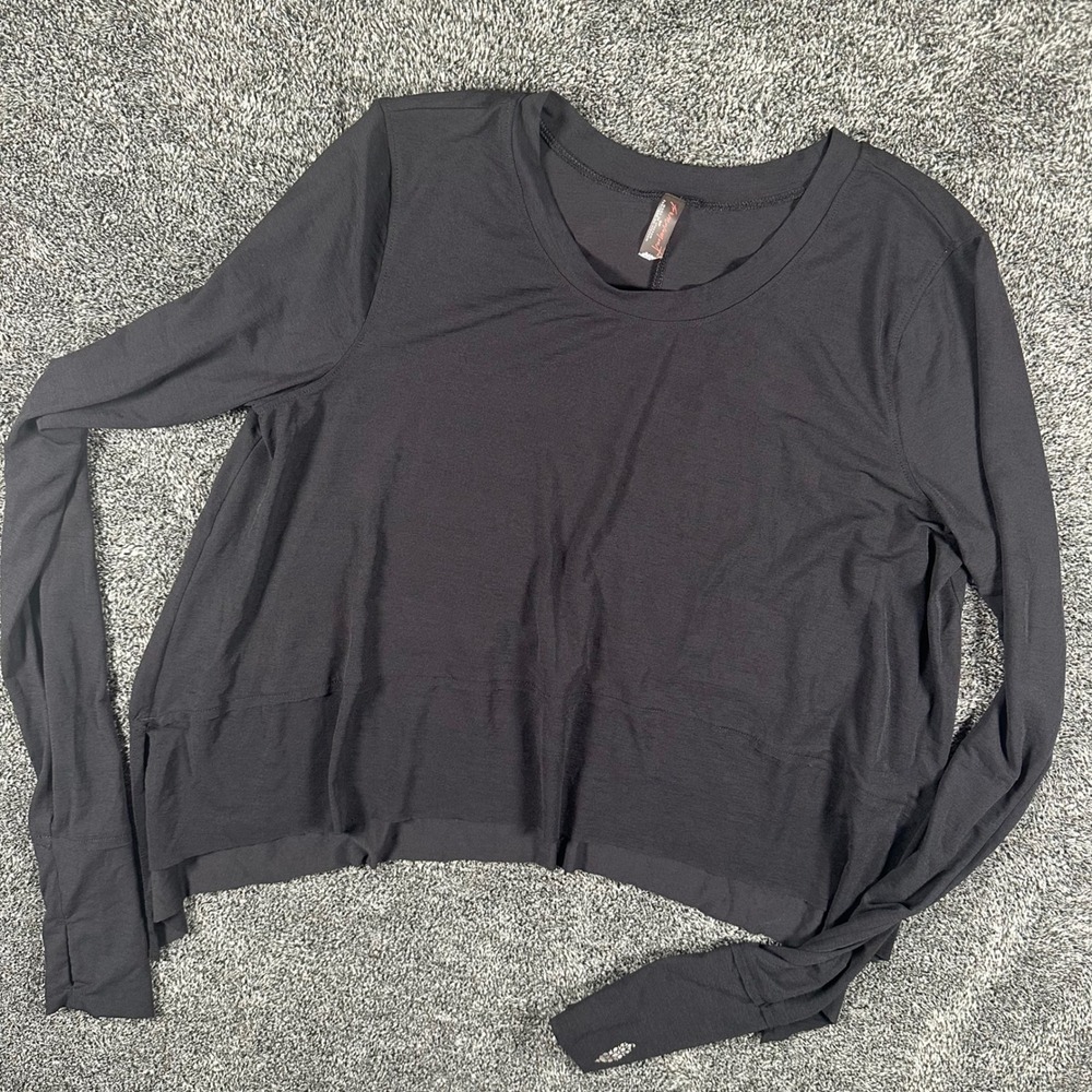FP Movement Top Womens S Black Cropped Thumbhole Activewear Free People